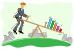 Business Man on Seesaw with Growth Graph